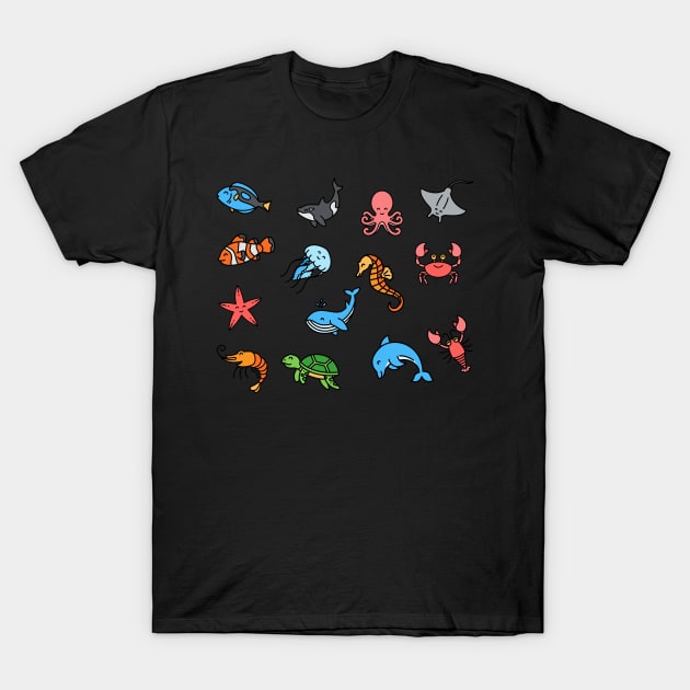 Cute sea creatures in zen mode T-Shirt by monicasareen